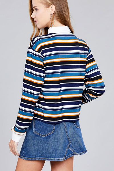 Plus Long Sleeve Multi Striped Top