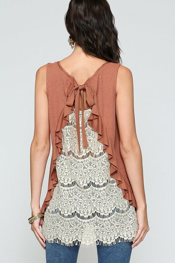 Anastasia Sleeveless Lace Detail Tank Top