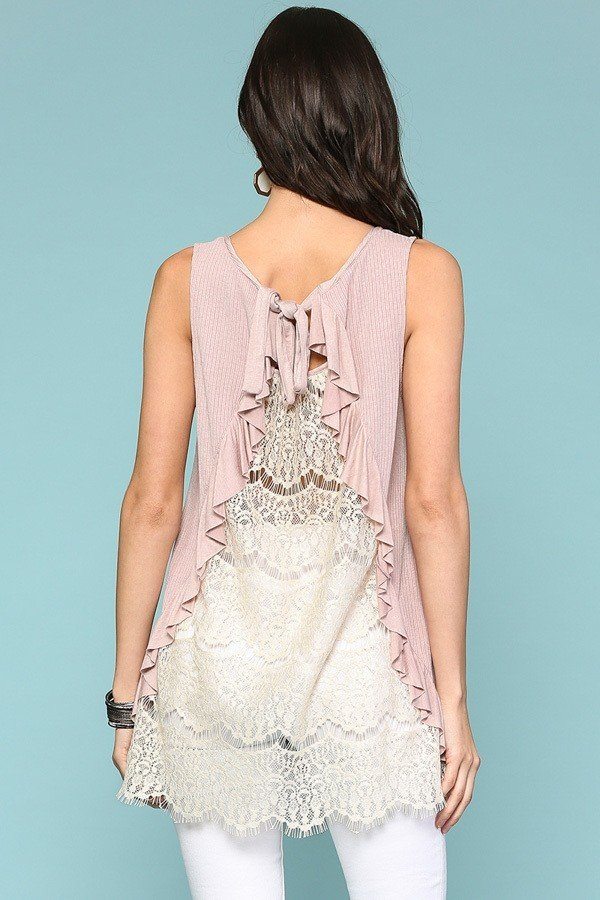 Anastasia Sleeveless Lace Detail Tank Top