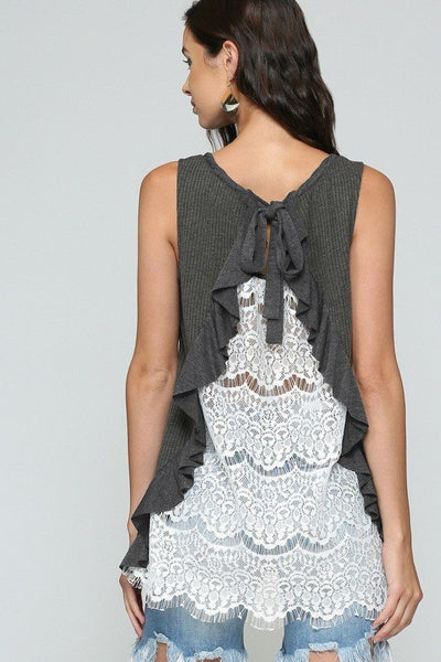 Anastasia Sleeveless Lace Detail Tank Top