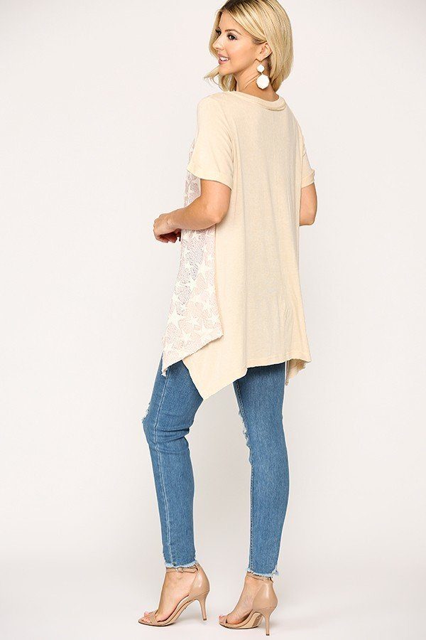 Star Print Tunic With Raw Hem