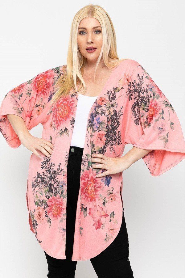 Floral Print Long Body Cardigan