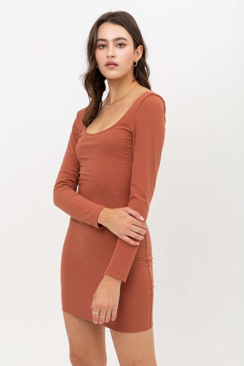 Basic Knit Ribbed Mini Dress