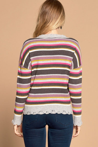 Multi-colored Striped Knit Sweater