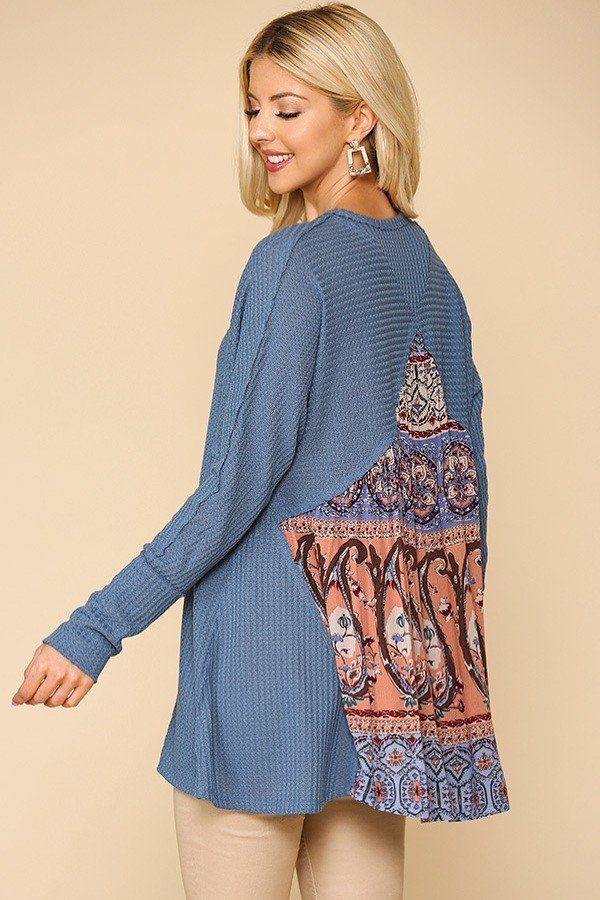 Waffle Knit Flowy Tunic Top