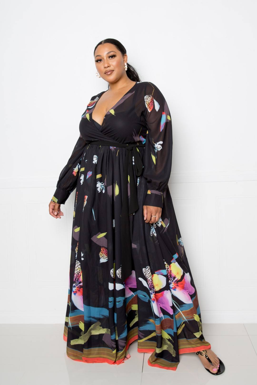 Plus Tropical Print Maxi Dress