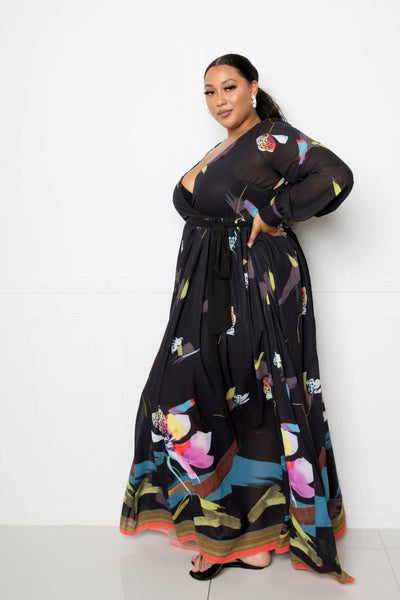 Plus Tropical Print Maxi Dress