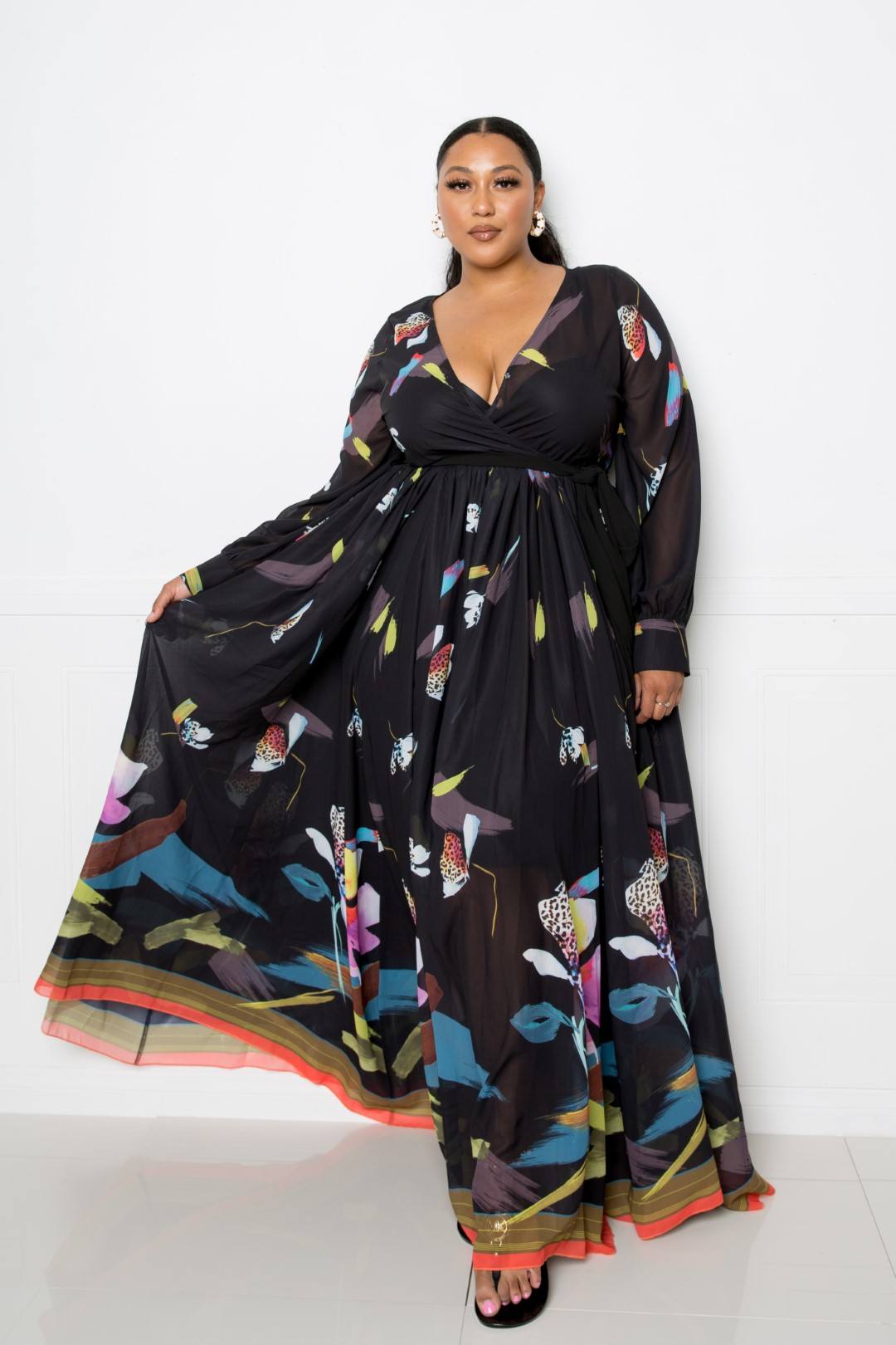 Plus Tropical Print Maxi Dress
