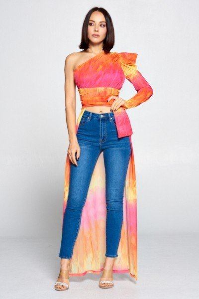 High Fashion Tie Dye One Shoulder Top