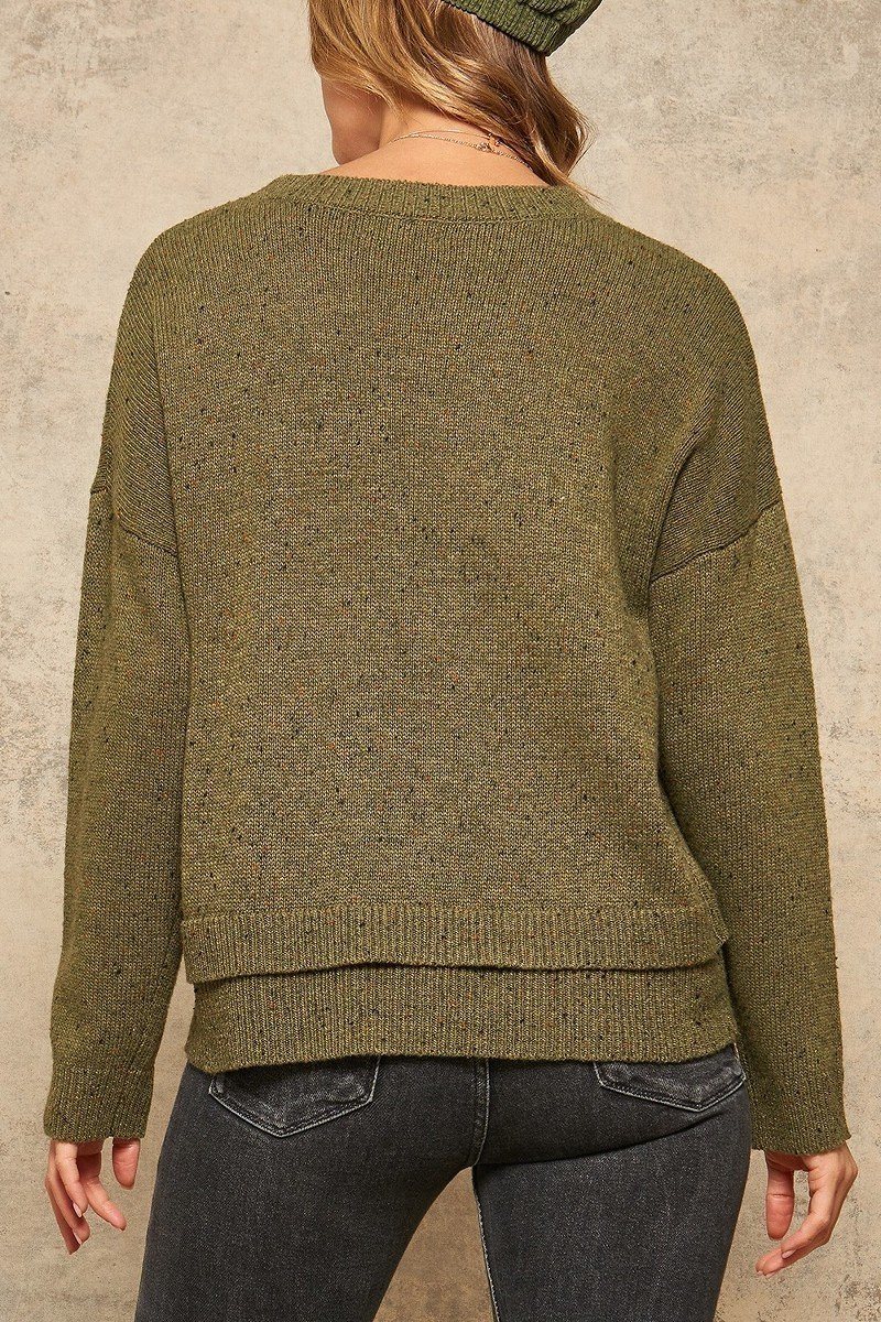 Multicolor Double Hem Knit Sweater