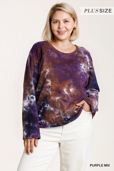 French Terry Tie-dye Long Sleeve Top