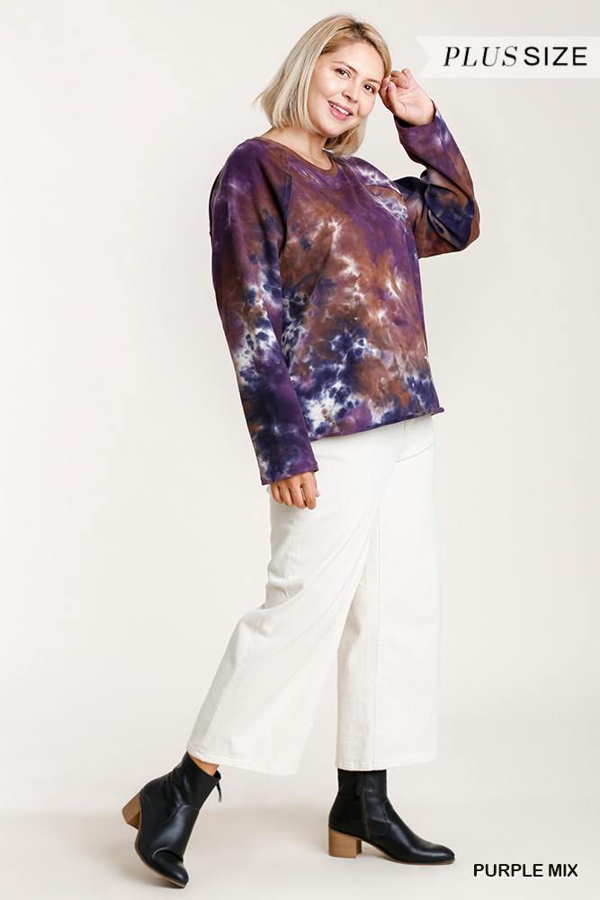 French Terry Tie-dye Long Sleeve Top