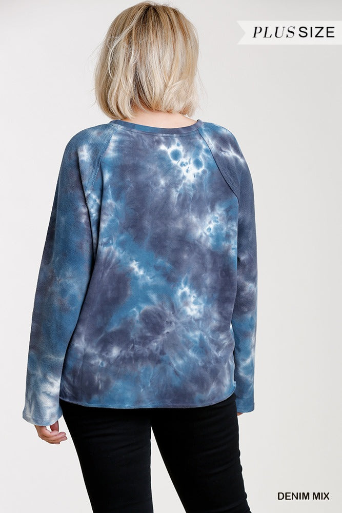 French Terry Tie-dye Long Sleeve Top