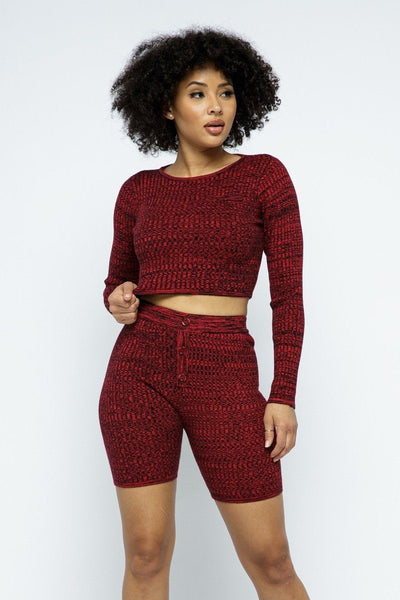 Warm Knit Biker Shorts Set