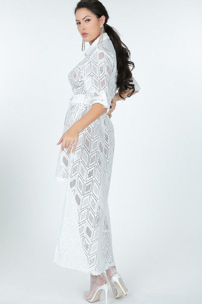 Hi Low Lace Detailed Shirt Dress