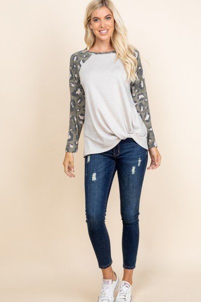 Casual French Terry Animal Print Top