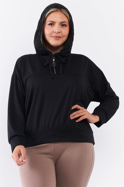 Plus Oversize Tie Hoodie Sweatshirt