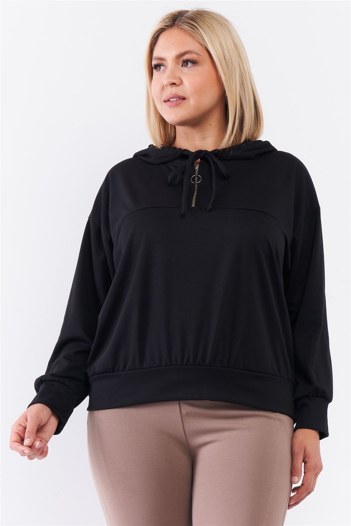 Plus Oversize Tie Hoodie Sweatshirt