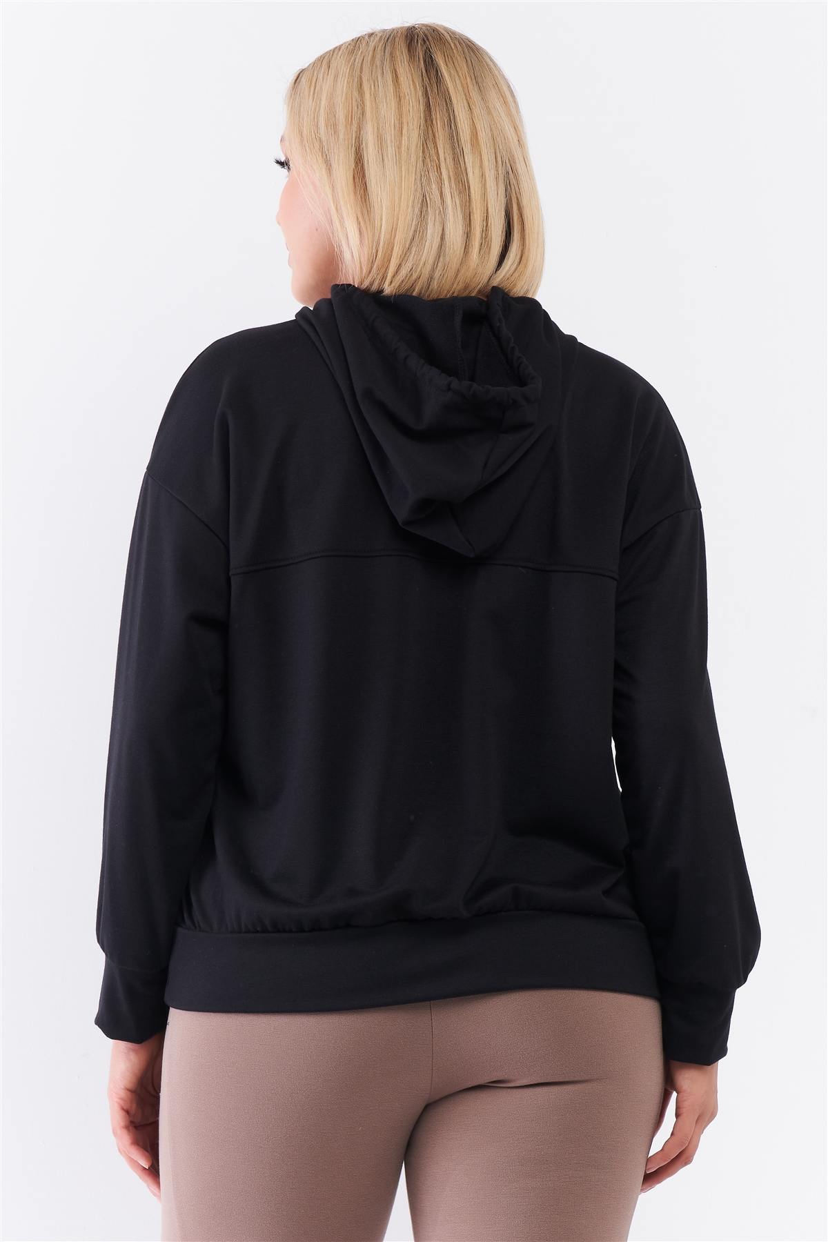 Plus Oversize Tie Hoodie Sweatshirt
