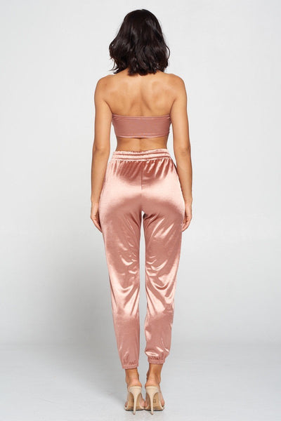 Satin Tube Top Pant Set