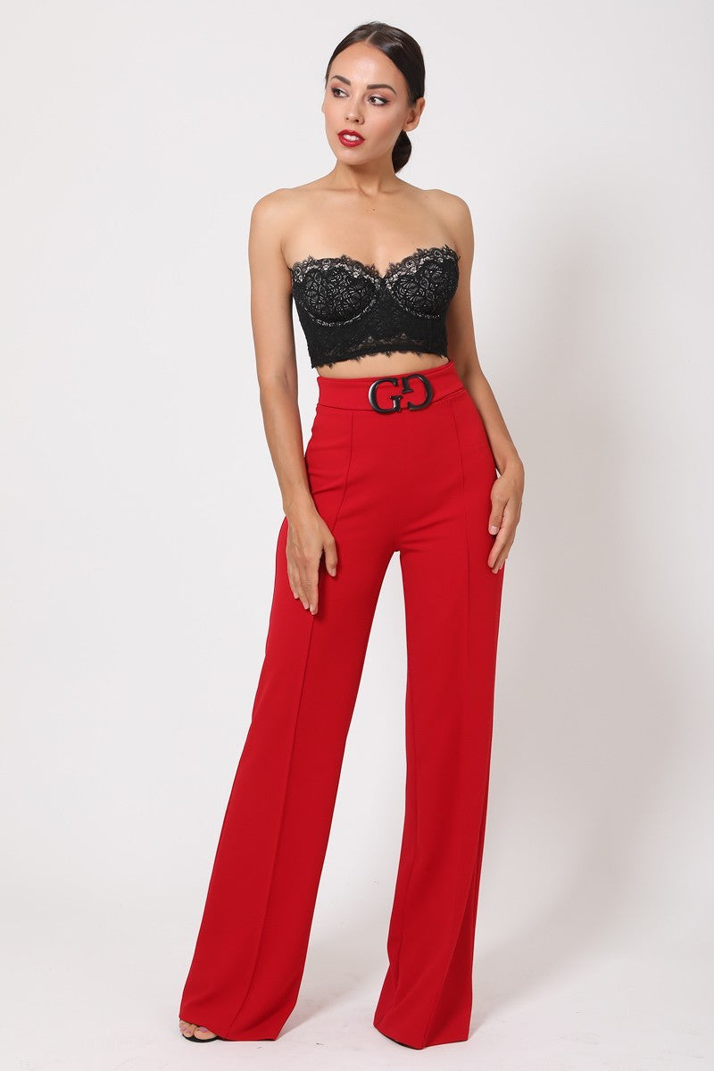 High Waist Reverse G Buckle Pants