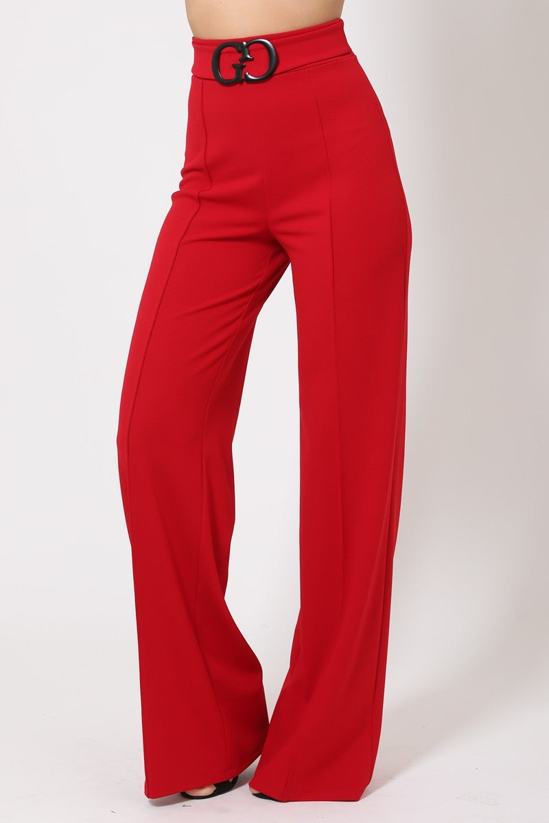 High Waist Reverse G Buckle Pants