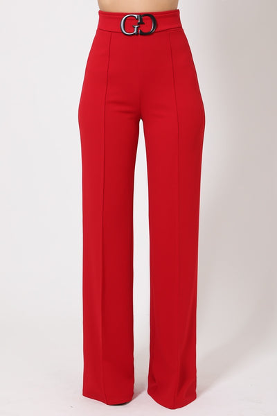 High Waist Reverse G Buckle Pants