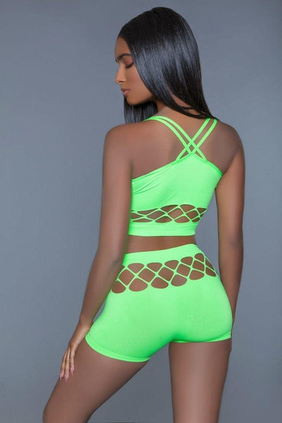 Neon Silk Fishnet Set