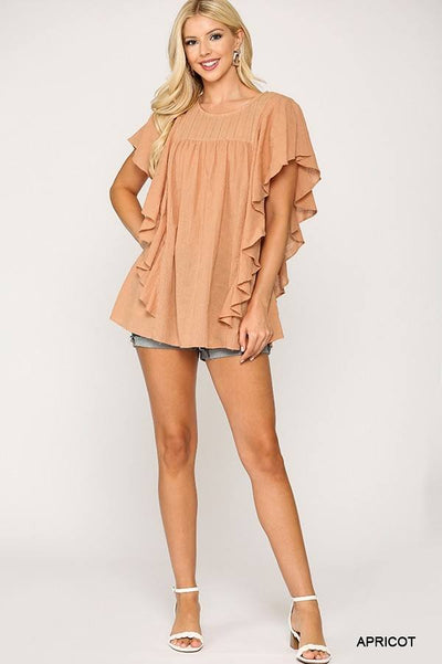 Textured Ruffle Sleeve Tunic