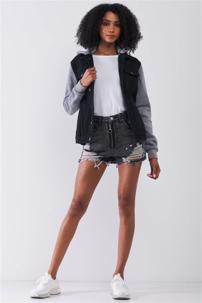 Distress High-waist Raw Hem Shorts