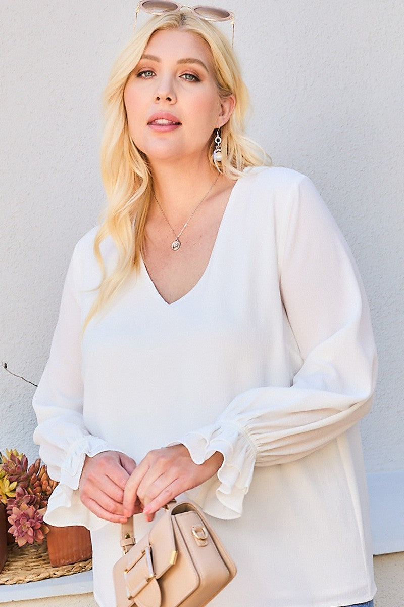 Tier Ruffle Sleeve V Neck Top – Pink Famous