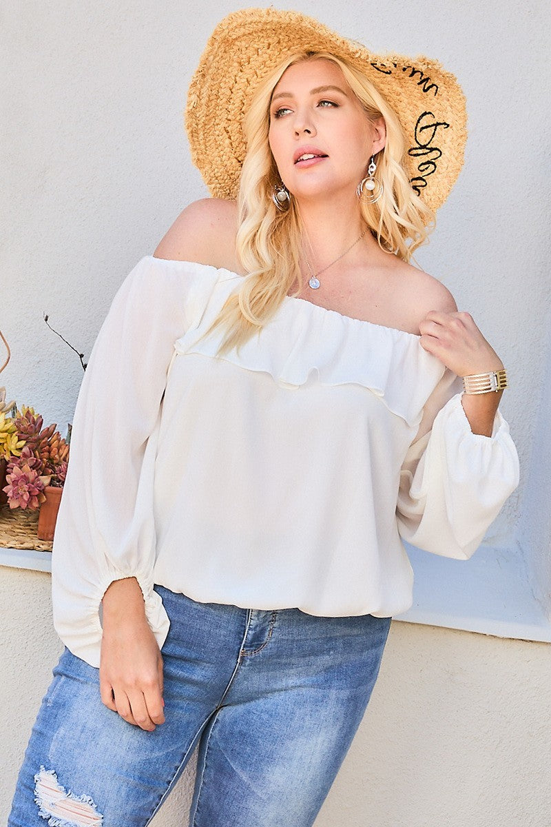 Off Shoulder Bubble Sleeve Top