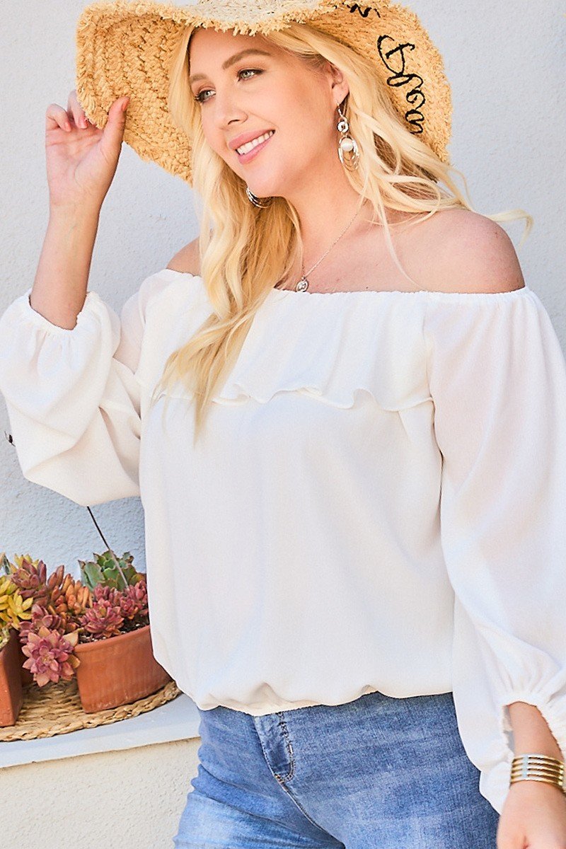 Off Shoulder Bubble Sleeve Top