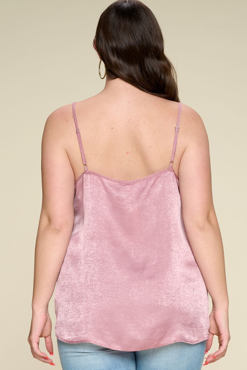 Solid Satin Sleeveless Cami Tank Top