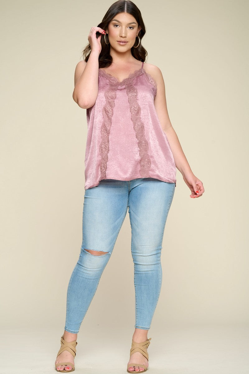 Solid Satin Sleeveless Cami Tank Top