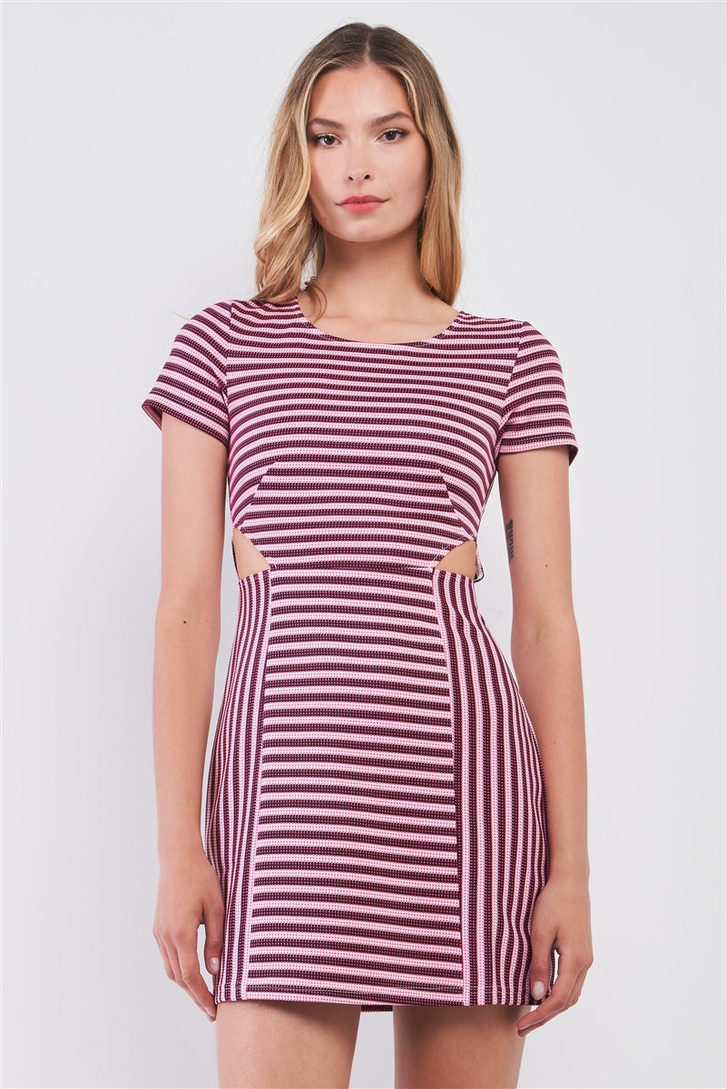 Striped Cut-out Mini Dress