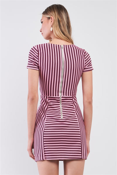 Striped Cut-out Mini Dress
