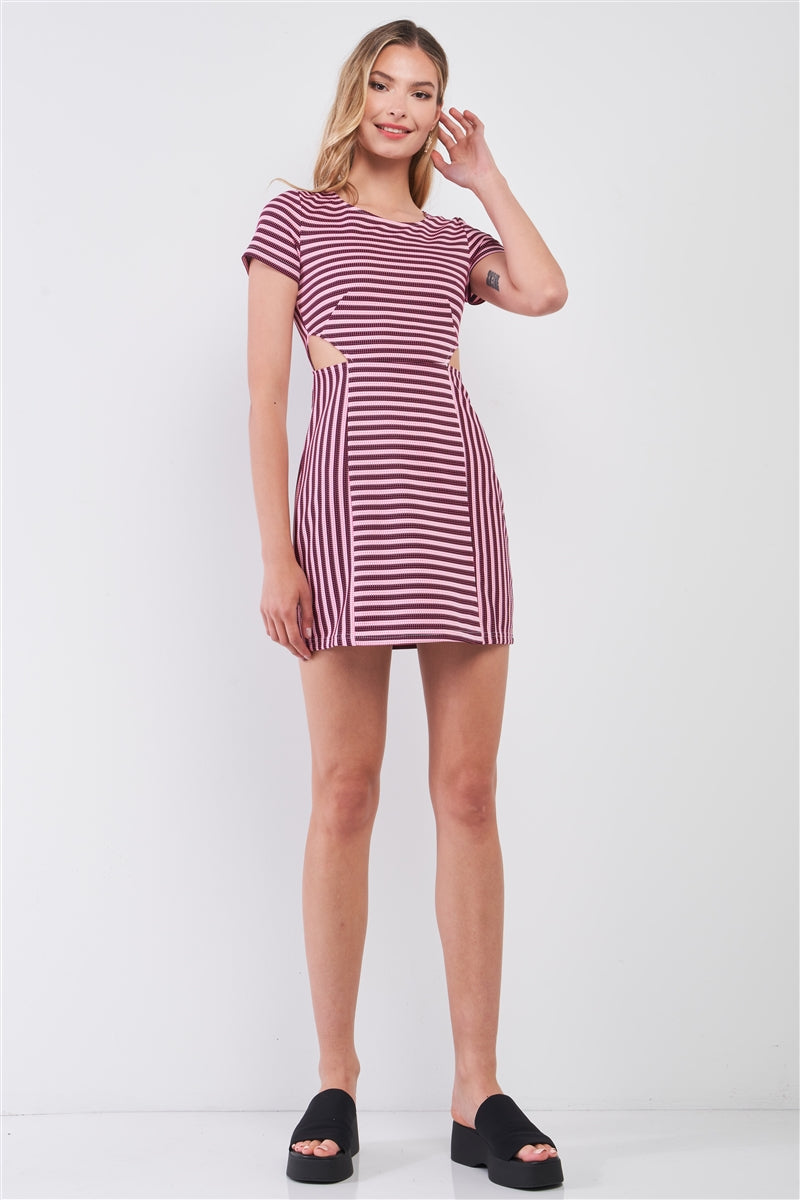 Striped Cut-out Mini Dress