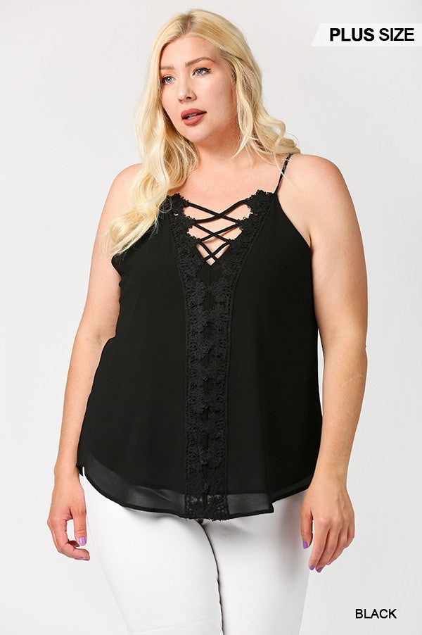 Lattice Top Scalloped Lace Cami