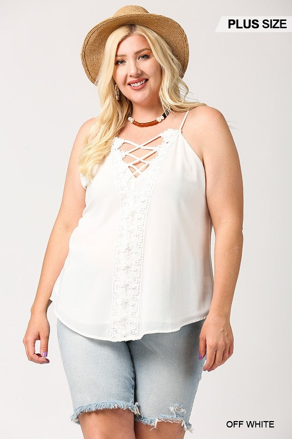 Lattice Scalloped Lace Cami