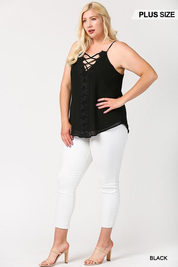 Lattice Top Scalloped Lace Cami