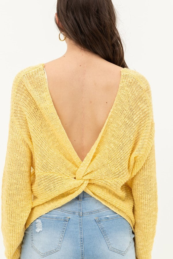 Open Back Long Sleeve Knit Top