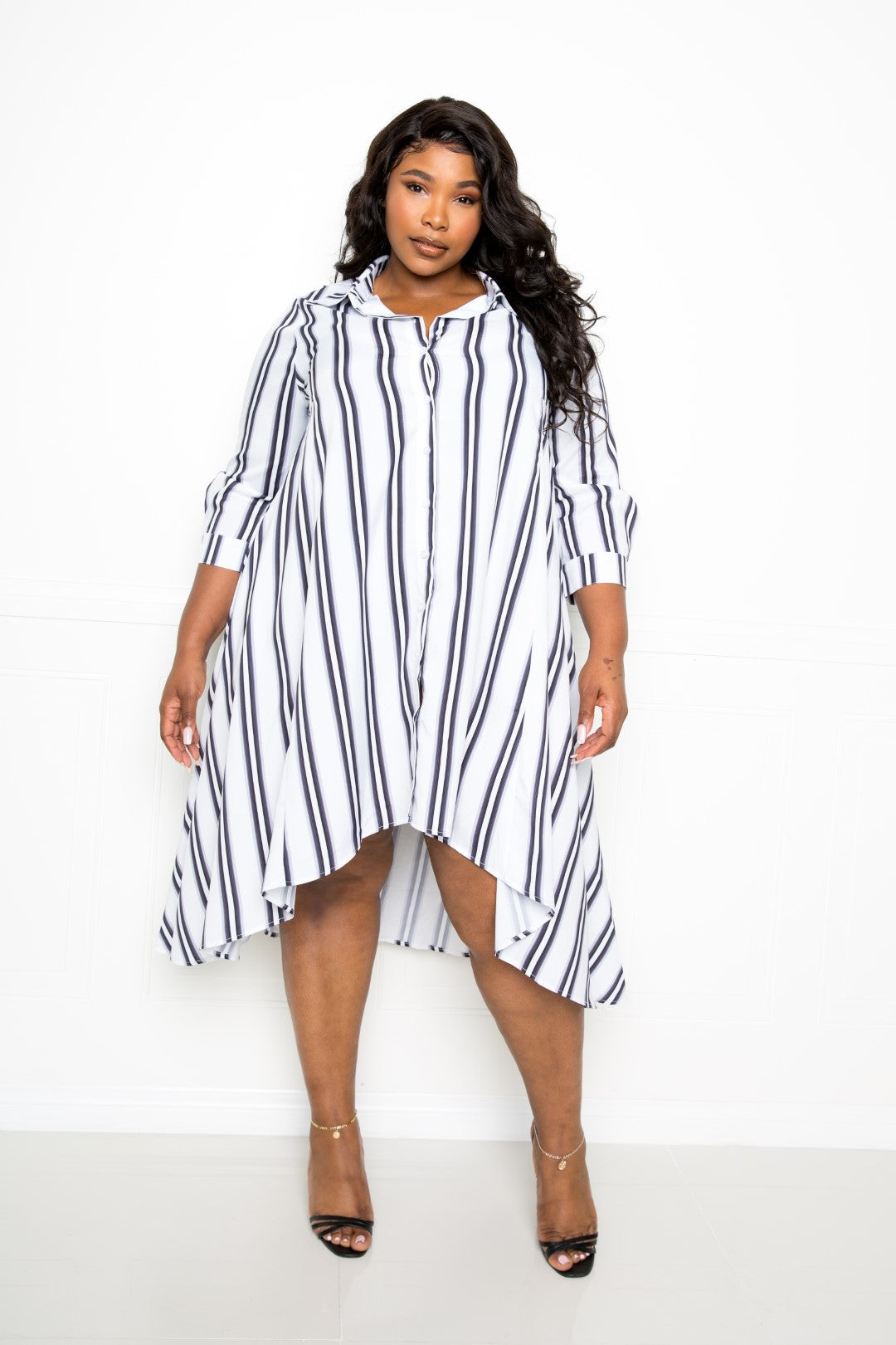 Plus Stripe Shirt Dress
