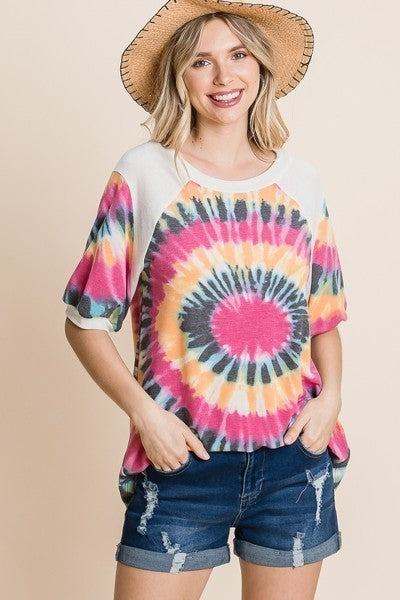 French Terry Tie Dye Tunic Top