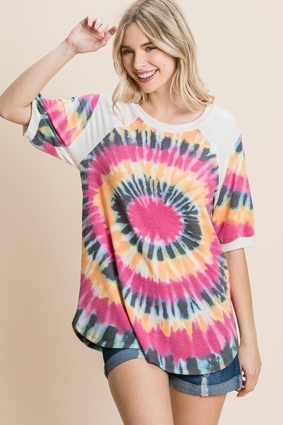 French Terry Tie Dye Tunic Top