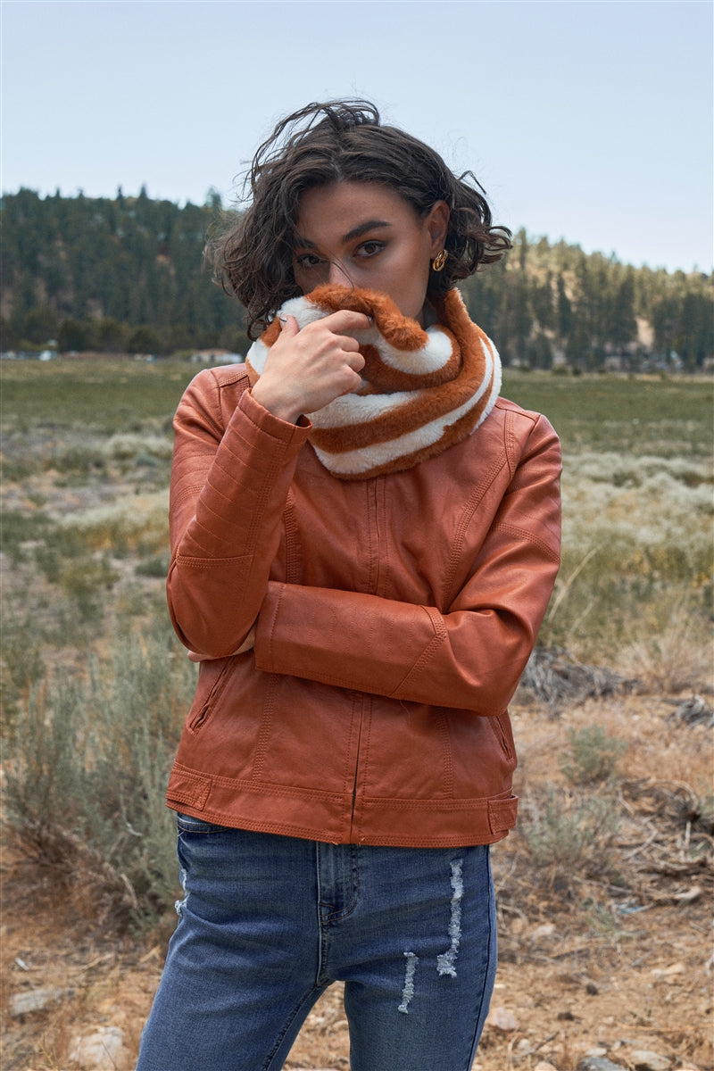 Rust Vegan Leather Biker Jacket