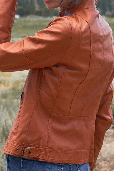 Rust Vegan Leather Biker Jacket