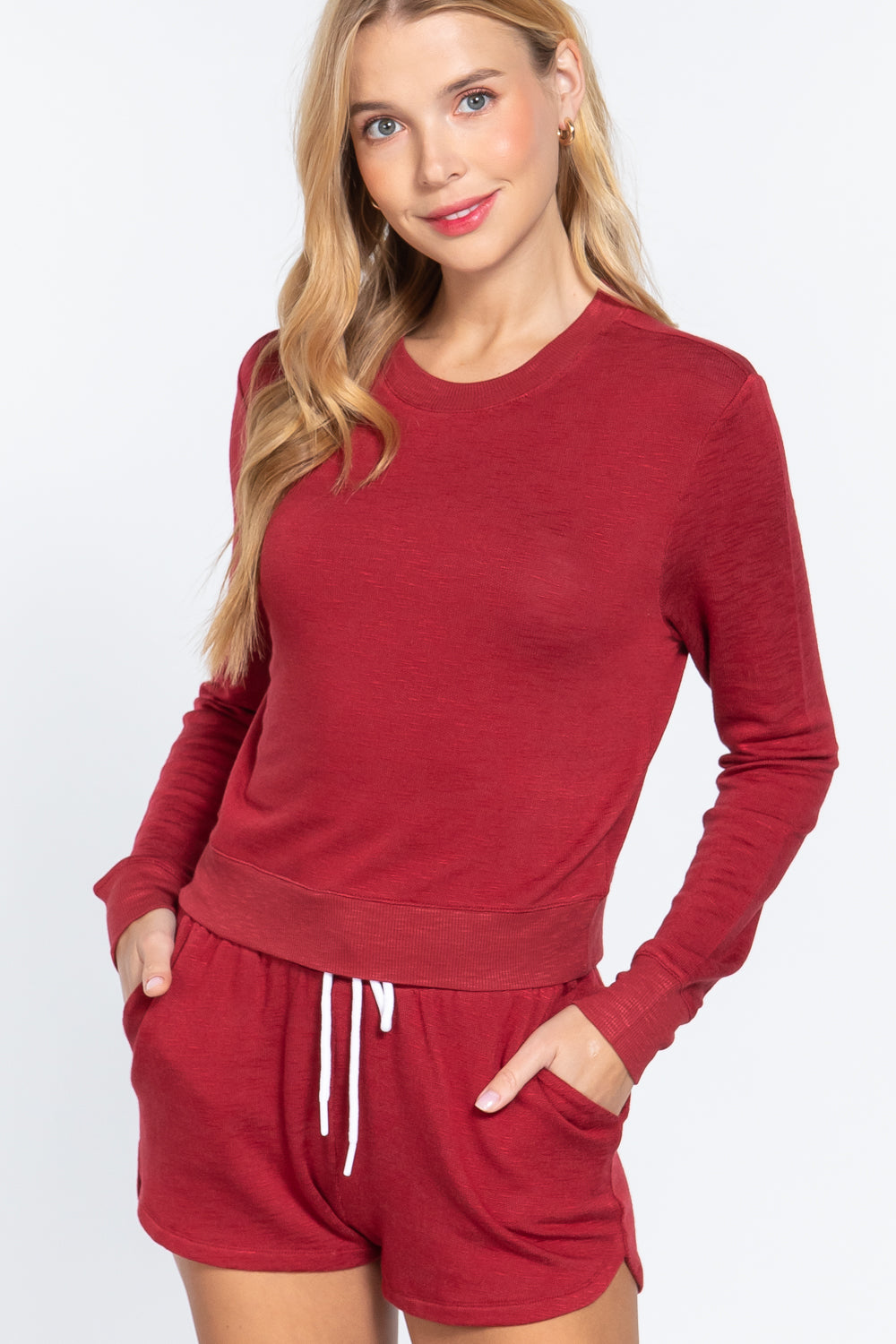 Long Sleeve Crew Neck Terry Top