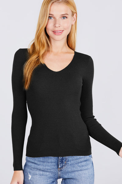Rib V-Neck Sweater