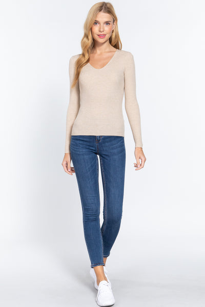 Rib V-Neck Sweater